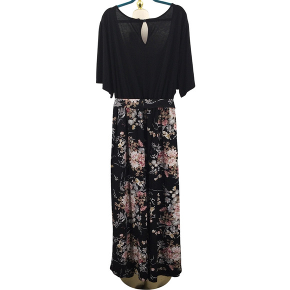 BLOOMCHIC 18-20 2X Plus Black Floral Contrast Belted Pockets Jumpsuit NWT B62 - Picture 4 of 14